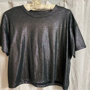 Victoria Sport Shimmering Black Crop Top Tee - Women's